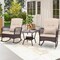 Costway Patio 3PCS Rocking Wicker Bistro Set 2 Rocker Chairs Tempered Glass Side Table